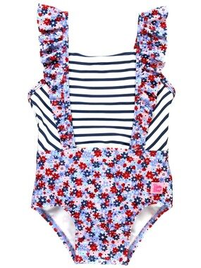 RUFFLE BUTTS | red white & bloom one piece